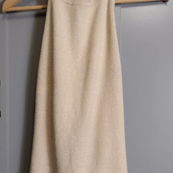 GAP Stretch Gold Shimmer Open Back Turtleneck Top XL - Picture 9 of 12